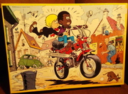 Sjors en Sjimmie depicting a Honda Dax - Hema